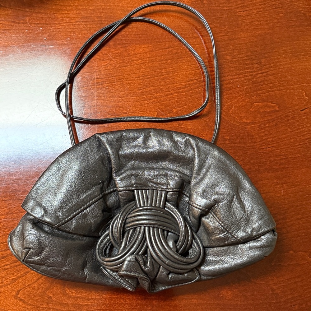 7 seven Handbag by DIMITRI Black Leather Clutch with Shoulder Strap
